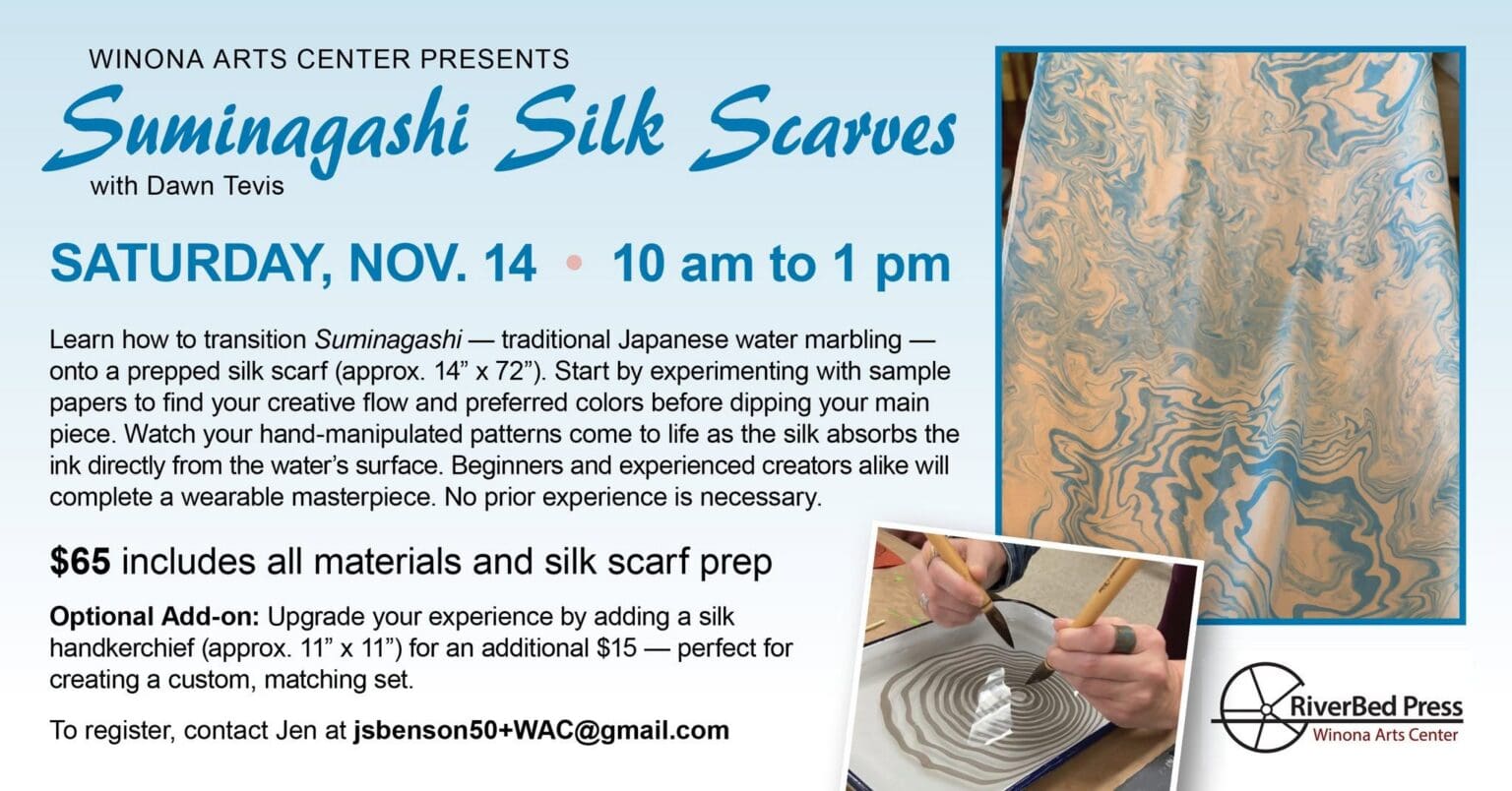 November Sacrf Suminagashi Silk Scarves with Dawn Tevis - Winona Arts Center